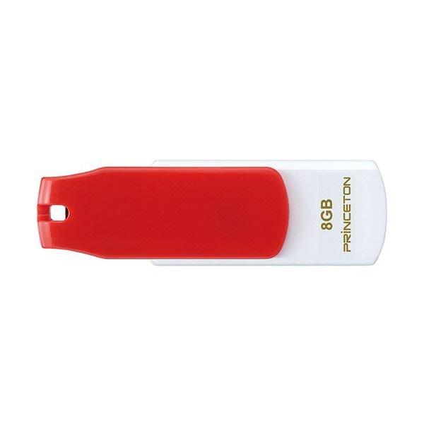 （まとめ）プリンストン USBフラッシュメモリーストラップ付き 8GB レッド/ホワイト PFU-T3KT/8GMGA 1個[x10セット]