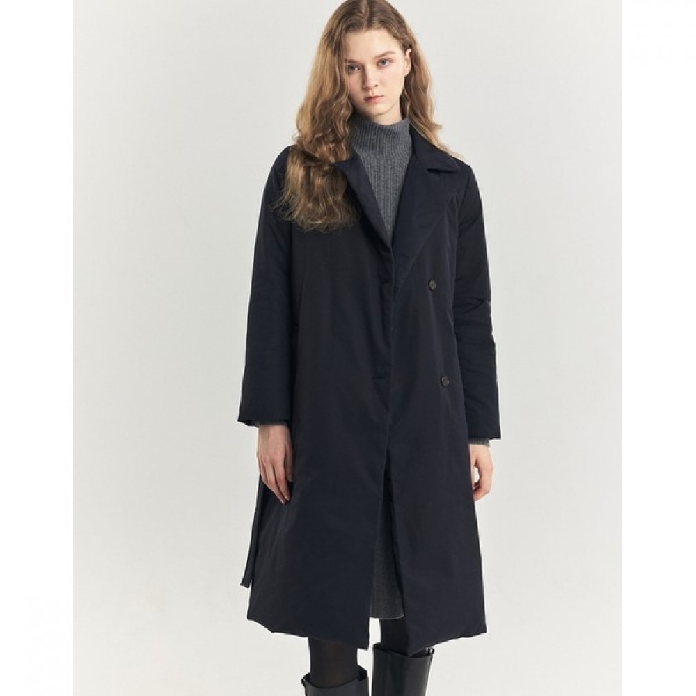 (ヘッジズレディース) 24FW ノンキルティングチェック裏地ロングウェイトグースダウンジャンパーネイビー HSJU4D910N2 42,834円