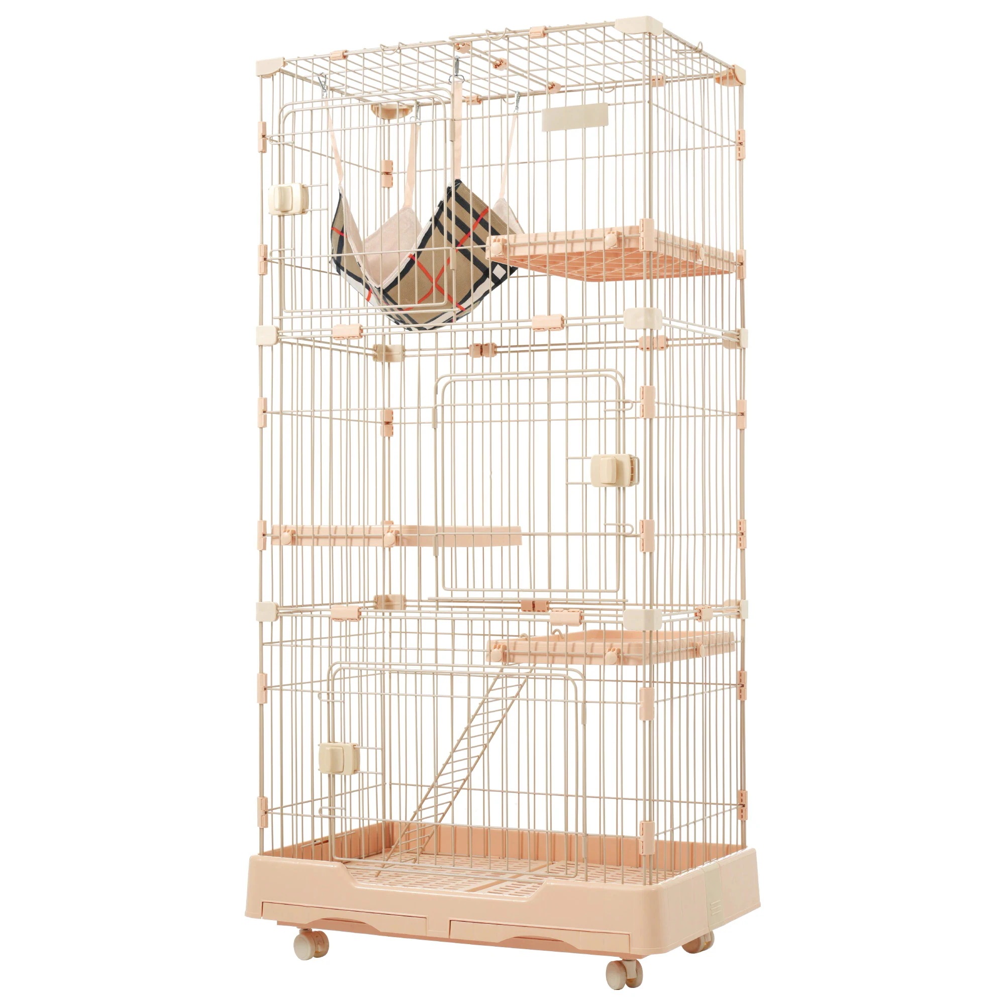猫 ケージ キャットケージ ペットケージ キャスター付 猫ゲージ 大型 多頭飼い ネコドア キャットハウス 1段2段3段可能 留守番 保護 脱走防止 おしゃれ (3段 ベージュ)GG570 15,578円