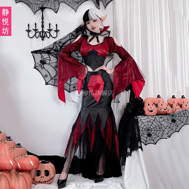 ハロウィン大人用コスチューム白黒魔女ヴァンパイアドレス魔女コスチュームゴースト花嫁女王コスチュームクルエラ 5,856円