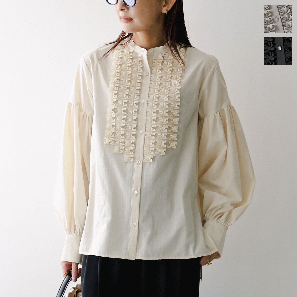 MARILYN MOON マリリンムーン ブラウス modern tuck frill blouse 4254-107 レディース フリル ボリュームスリーブ 長袖 カラー3色