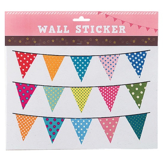 激安通販の イラスト 半透明 三角旗 おしゃれ 装飾シール S 水玉模様 ドット柄 フラッグガーランド ウォールステッカー 誕生日 パーティー 会食 応援 ウォールステッカー Emiralia Com