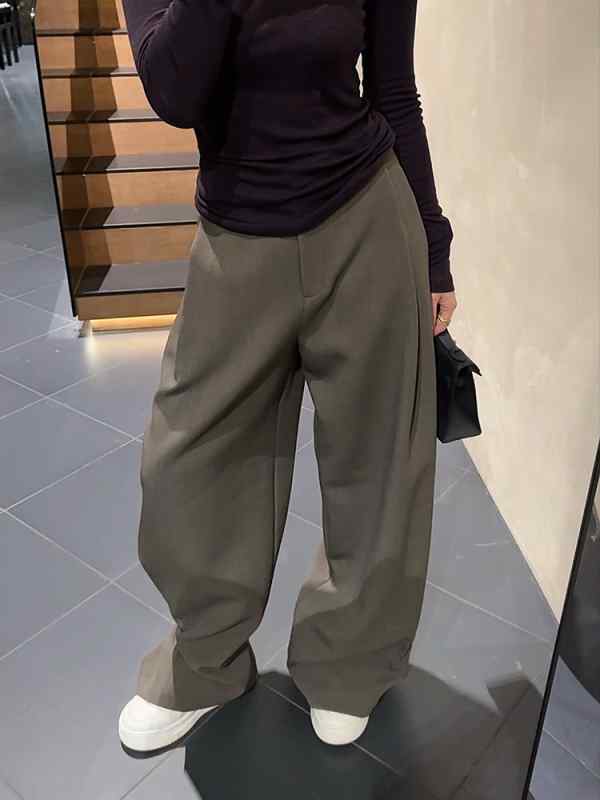 レディース ファッション オシャレ カワイイ シンプル 人カワイイ きいサイズ ハイウエスト ストレート パンツ ワイド レッグ スーツ カジュアル スリム ロング パンツ シック 5,783円