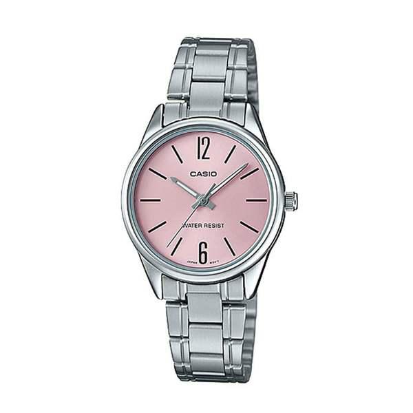 LTP-V005D-4B 女性用ラウンドアナログメタル腕時計
