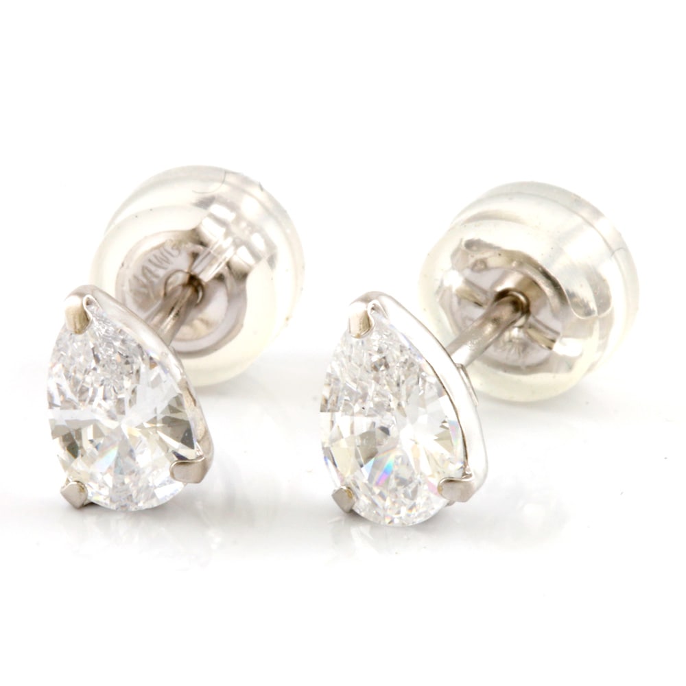 ドロップ クリア 涙型 ピアス K14ホワイトゴールド キュービックジルコニア 新品 6,962円