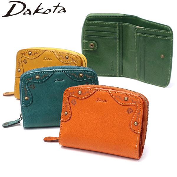 ダコタ限定ノベルティ付 財布 レディース 二つ折り財布 かわいい 本革 ファスナー コンパクト おしゃれ 小銭入れあり マーゴット 0031600