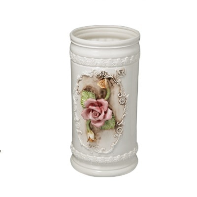 イタリア直輸入 陶器 傘立て ローズ 円柱 ハンドペイント Verona Classic エレガント装飾