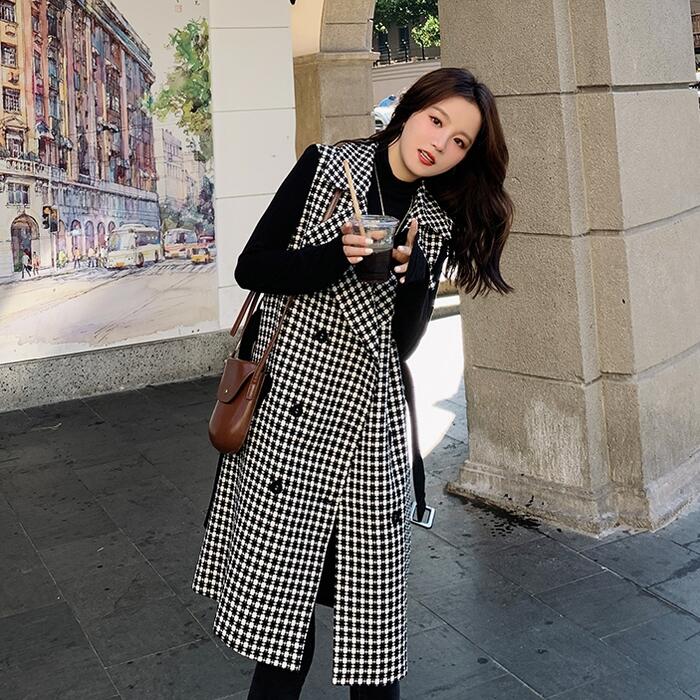 ジャケット コート トップス ベスト ジレ 羽織り チェック レディース エレガント きれいめ カジュアル ノースリーブ 大人 可愛い フェミニン 切り替え おしゃれ レイヤード ウエストベルト 韓国