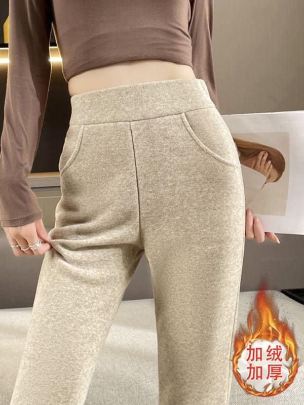 パンツ レディース 秋 冬 ニット 小柄 厚手 ベルベット 少し フレア ハイウエスト 着痩せ ドレープ 感 柔らかい タオル