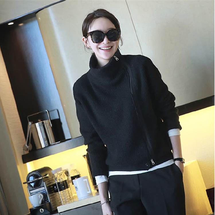 ニット カーディガン セーター レディース 秋 冬 2XL ハイネック ショート丈 長袖 ジッパー カジュアル きれいめ 合わせやすい かわいい 着回し 普段使い 重ね着 ラフ デート お出かけ 大人