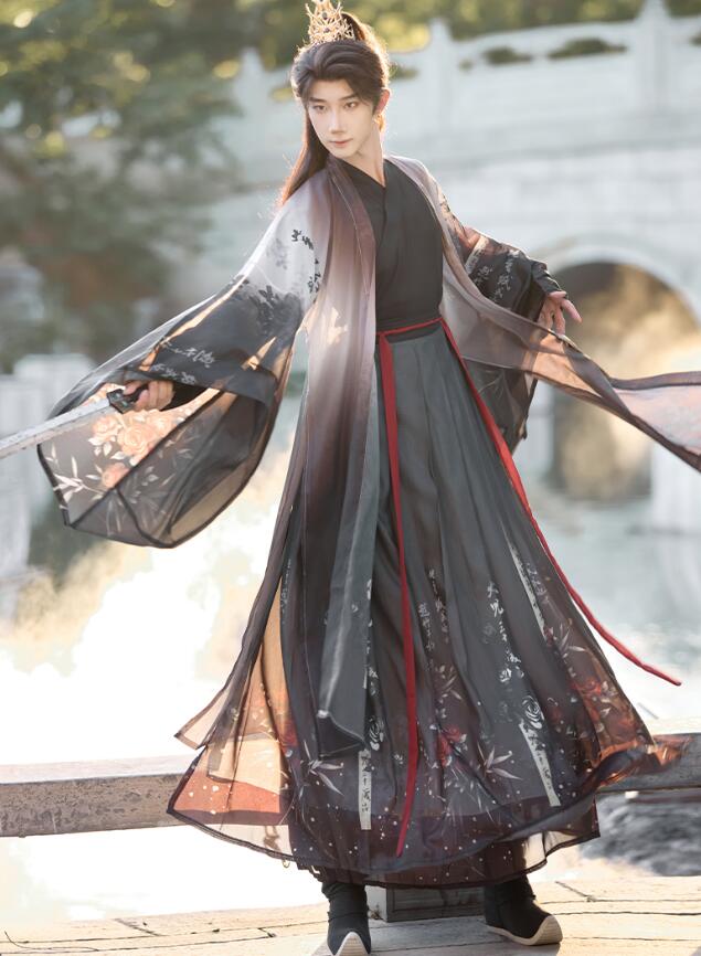 コスプレ衣裳 中華服 漢服 ハロウィン チャイナ服 振袖中華古風 漢服 舞台ステージ服３色グラデーション 中華コスプレ衣装 3点セット 女性用 男性用 ブラウス＋スカート＋羽織３点セット 華流コスチュ