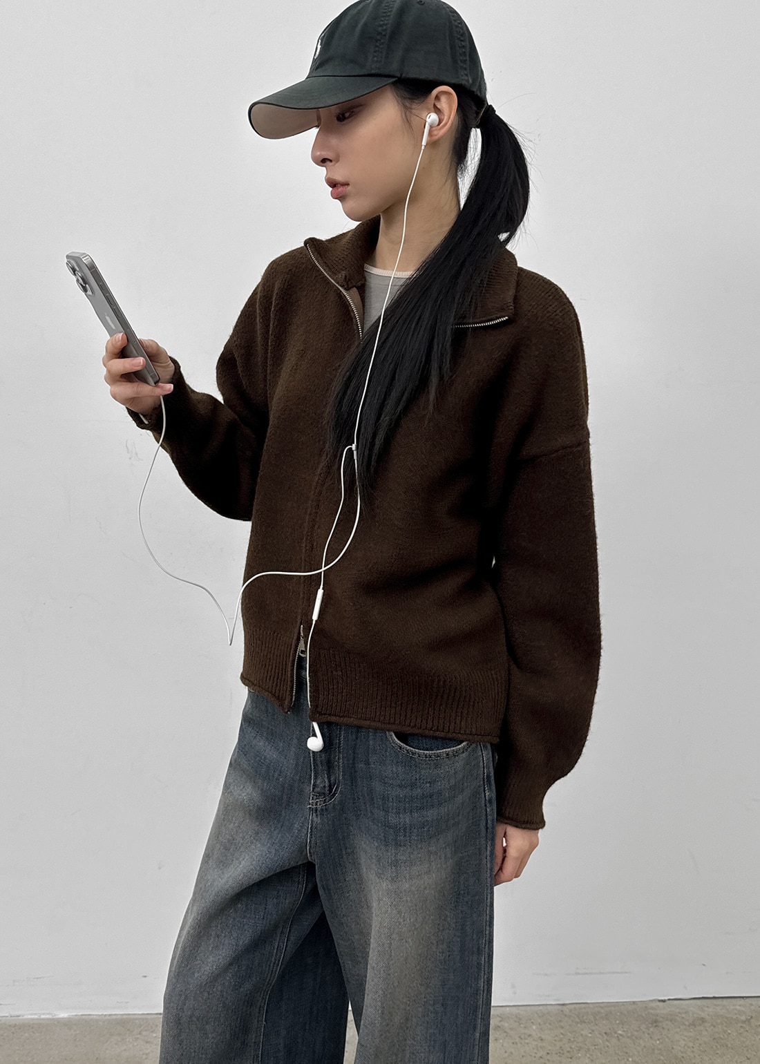 エッテン ハイネック ニット ジップアップ