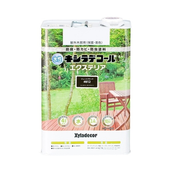 カンペハピオ 水性キシラデコール エクステリアS ジェットブラック 3.4L