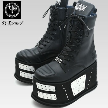【公式SHOP特典キズ補修液付】 ヨースケ 厚底 レースアップブーツ ショート 歩きやすい 10cmソール ブラック