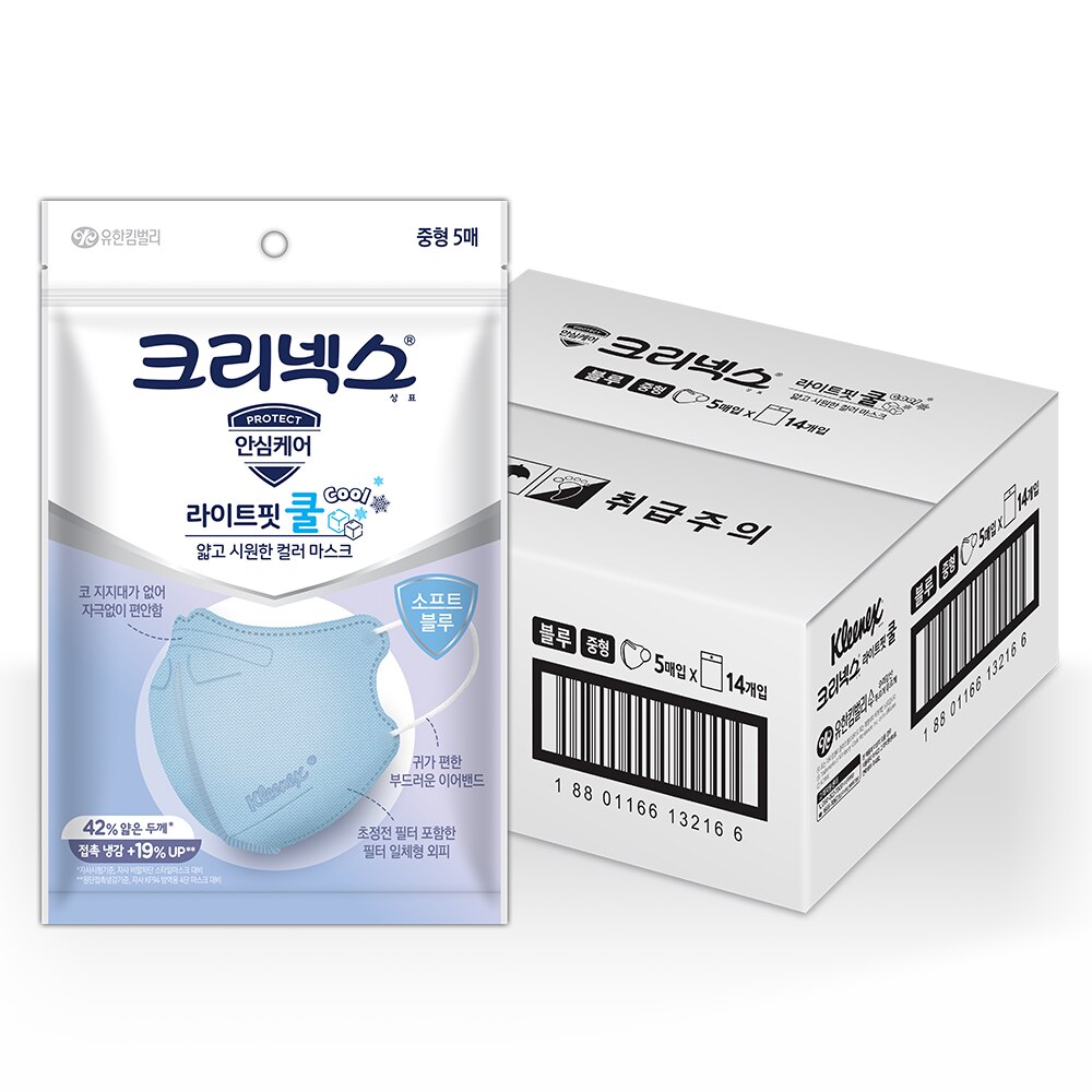 ライトフィット クール マスク Blue 中型 70枚