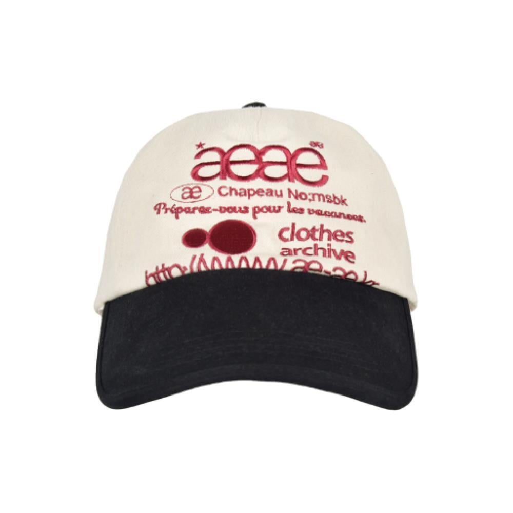 AEAE WEB LOGO 5 PANNEL BALL CAP ECRUBLACK A231UAA02EB