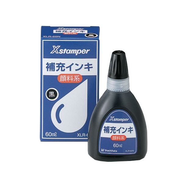 （まとめ） シヤチハタ Xスタンパー 補充インキ顔料系全般用 60ml 黒 XLR-60N 1個 (×5セット)