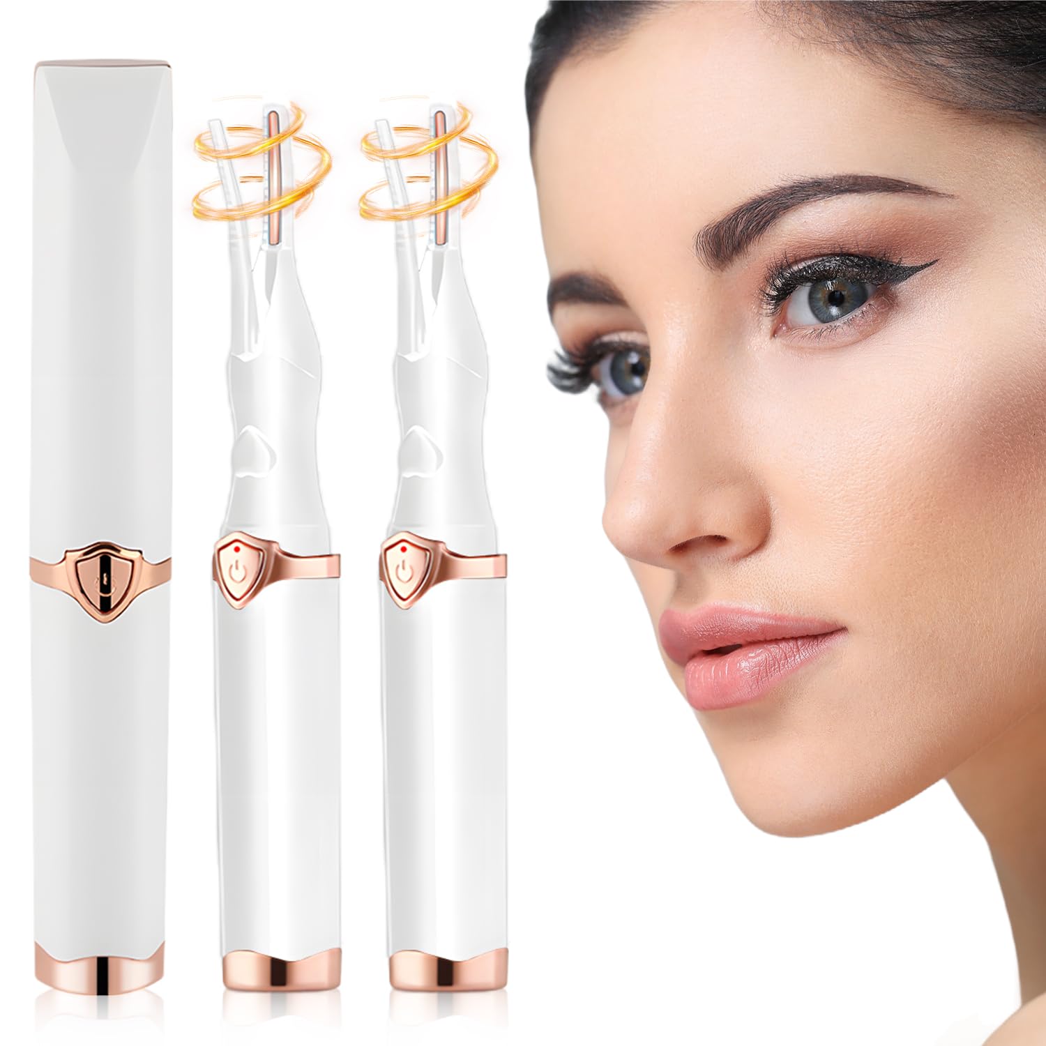 女性用ホットアイラッシュカーラー2025アップグレードポータブル電動アイラッシュカーラー3つのヒートモードとスマート温度制御ナチュラルカーリング24時間長持ち(2*ホワイト)