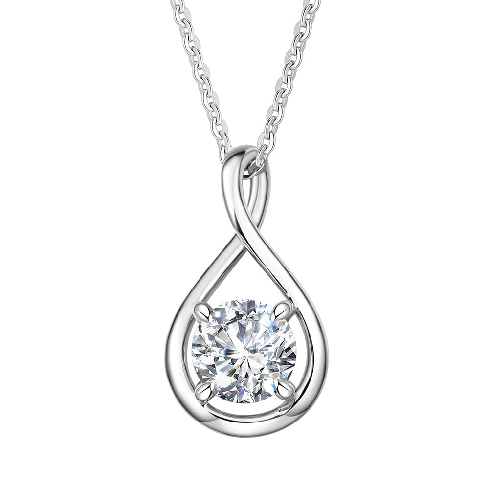 [FANCIME] プラチナ ダイヤモンド ネックレス レディース 一粒 0.5ct ラボグロウンダイヤモンド 4.4mm (DEF/VS) インフィニティ無限 モチーフ Pt950 ペンダント シル
