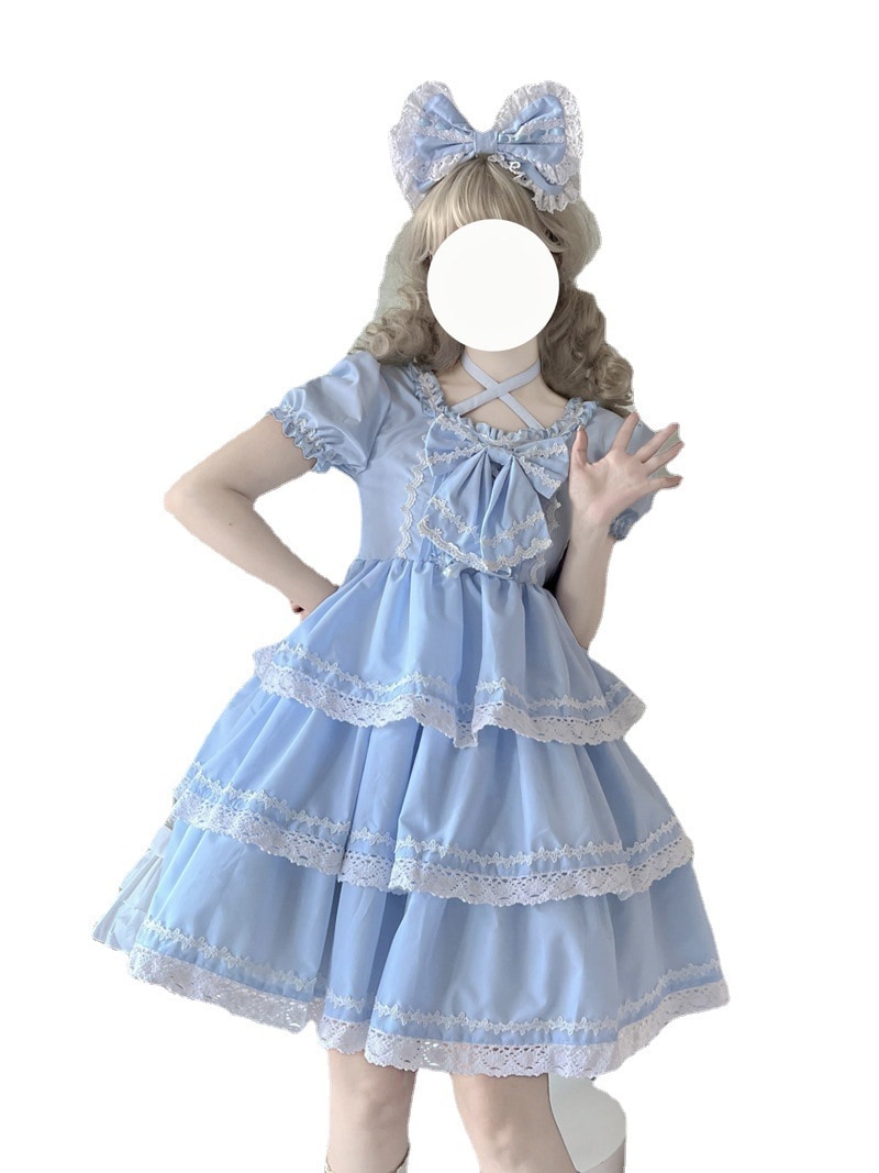 ピュアカラーのパッチワーク取り外し可能ワンピース ロリータワンピース 6,089円