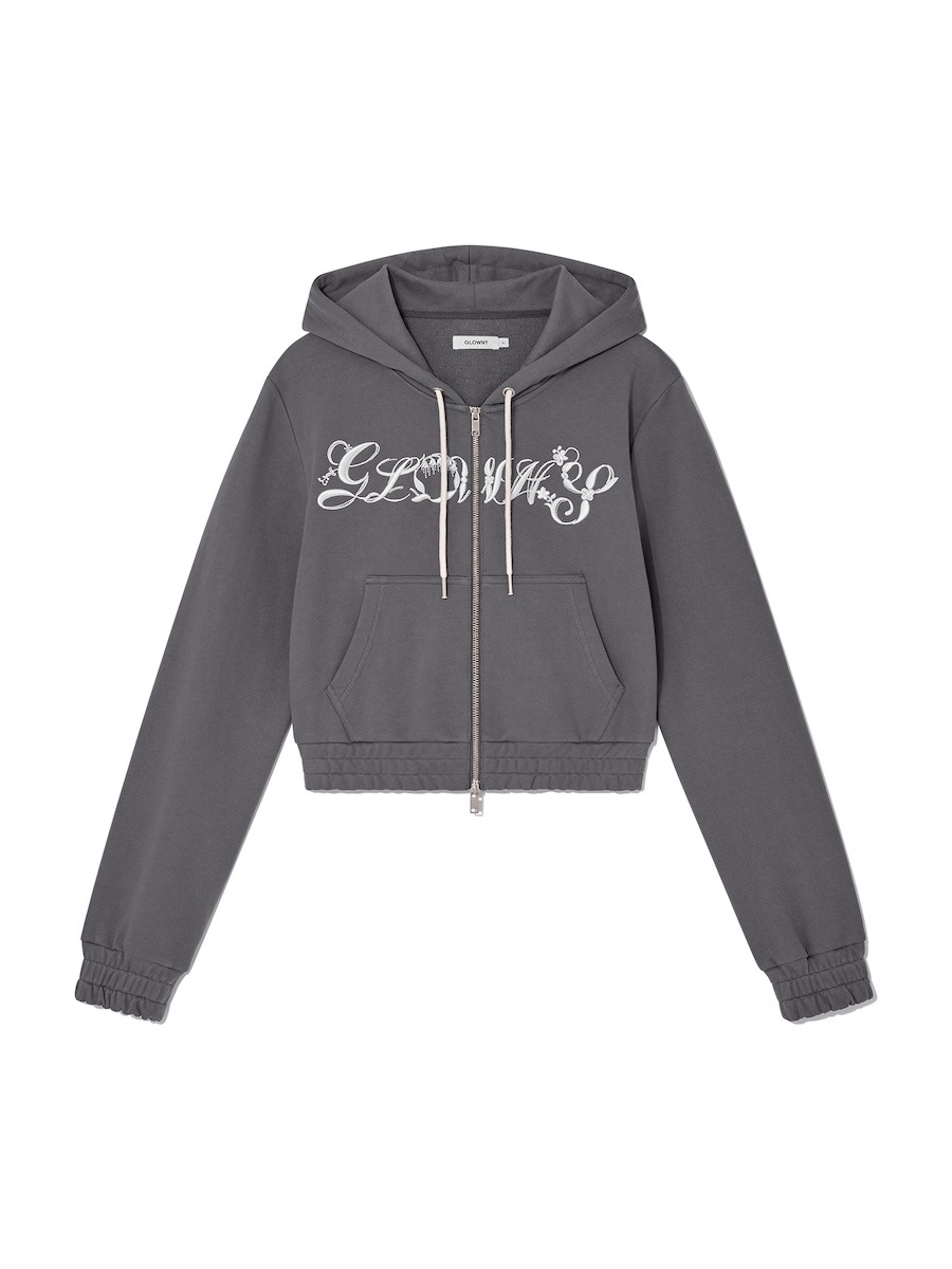 【GLOWNY】 BONNIE CROP ZIP UP : CHARCOAL