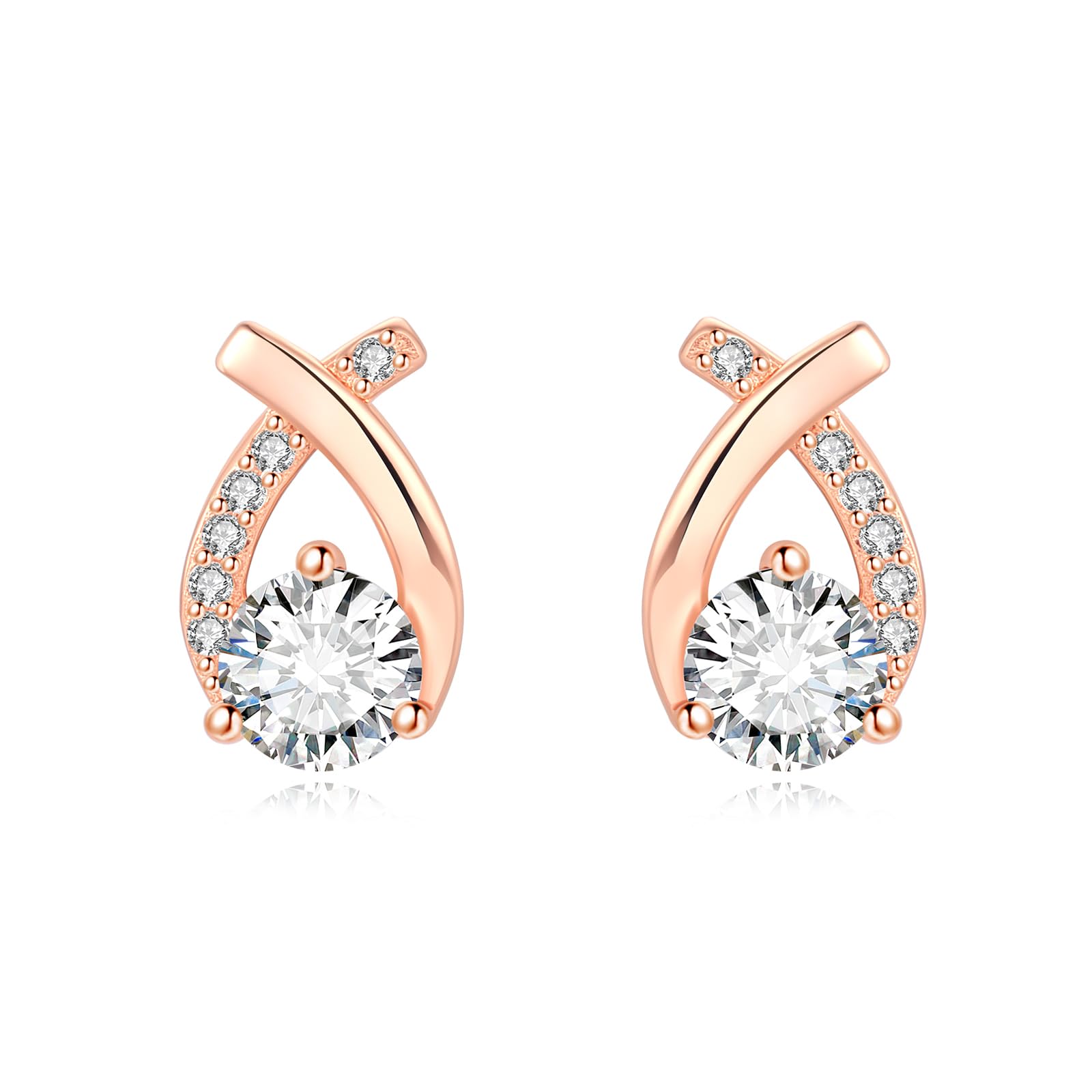 ACCE FANJI ピアス レディース 18Kコーディング シルバー925 幸運鯉 ピアス 金属アレルギー対応 高級ジルコニア 両耳 リジナル高級ギフトボックス付き シルバー/ローズゴールド