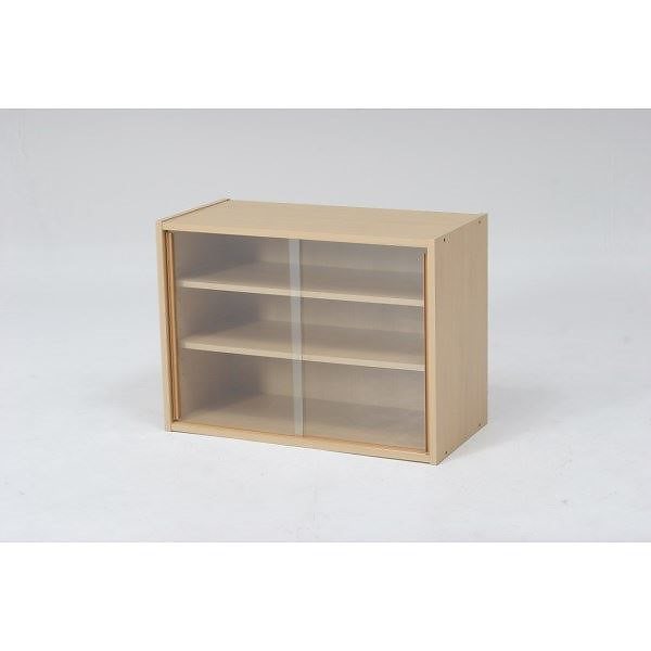 北欧風 ミニ食器棚/キッチン収納 [幅60cm] メープル ガラス製引き戸付き