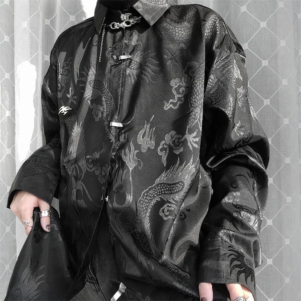 Qoo10] チャイナ風シャツ レディース 柄シャツ