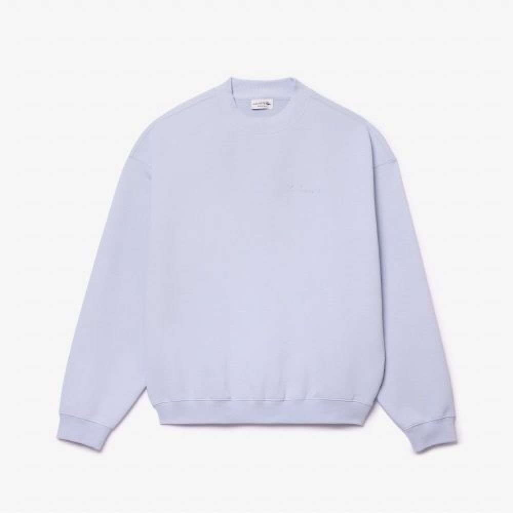 LACOSTE メンズシグネチャー刺繍入りマッチモックネックスウェットシャツ [ライトブルー]