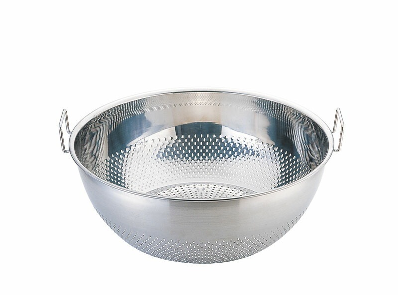 三宝産業 UK 18-8パンチング手付浅型ザル 46cm