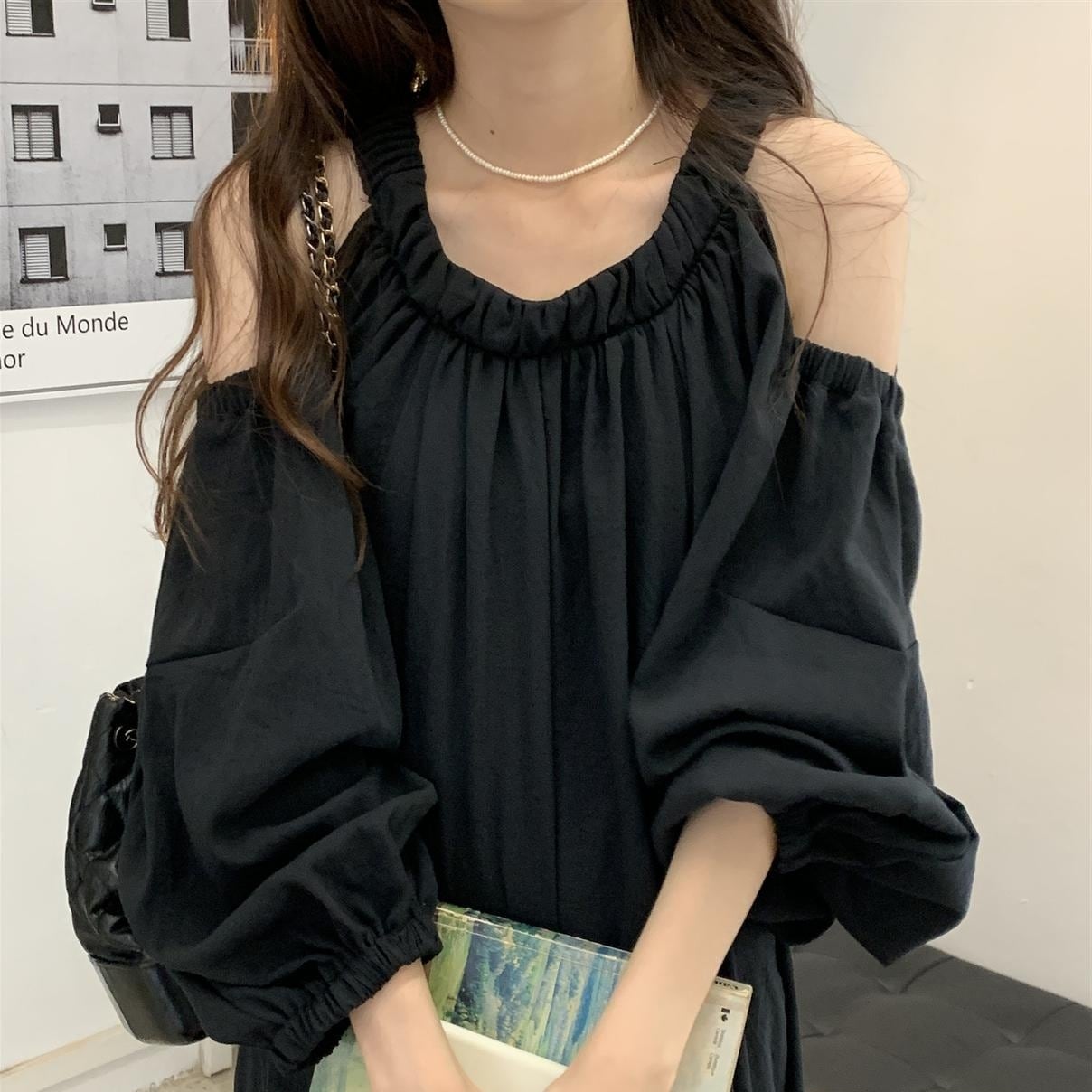 2color レディース ワンピース ロング丈ワンピース マキシ丈ワンピース 膝下 袖あり