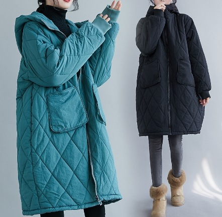 デート モテコーデ アウター コート シャンパー ダッフルコート 膝丈 ひざ丈 袖あり 長袖 フード付き ファスナー ポケット 前開き キルティング 高級感 かわいい 可愛い きれいめ シンプル