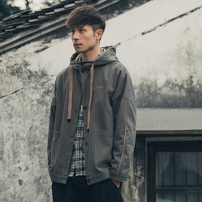 送料無料ヴィンテージサテン　ファション　パーカー　コート　カジュアル　ゆっとり　上着　ジャケット　メンズ