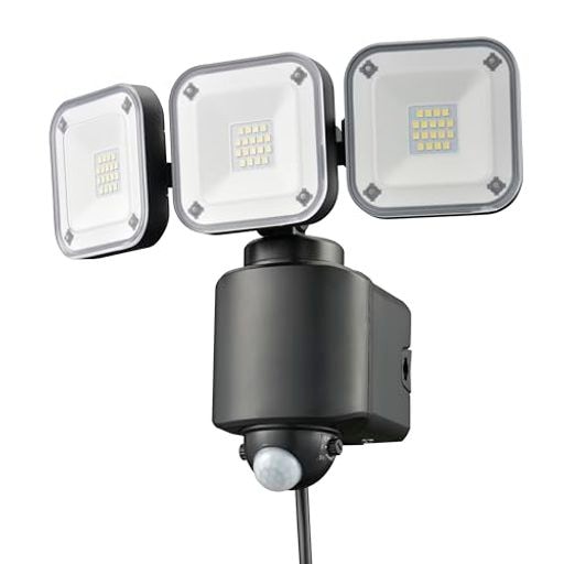 オーム電機MONBAN センサーライト 人感センサー 屋外 IPX4 防犯 3灯コンセント式 4500ルーメン LS-A450W3 07-8810 OHM