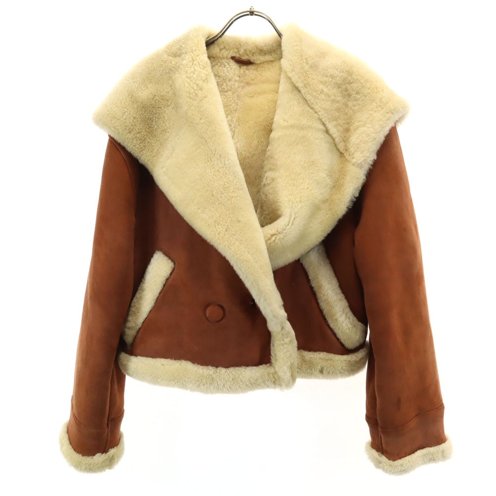 ヴィンテージ 80s トルコ製 シャーリング加工 ムートンジャケット free ブラウン VINTAGE フーディー レディース