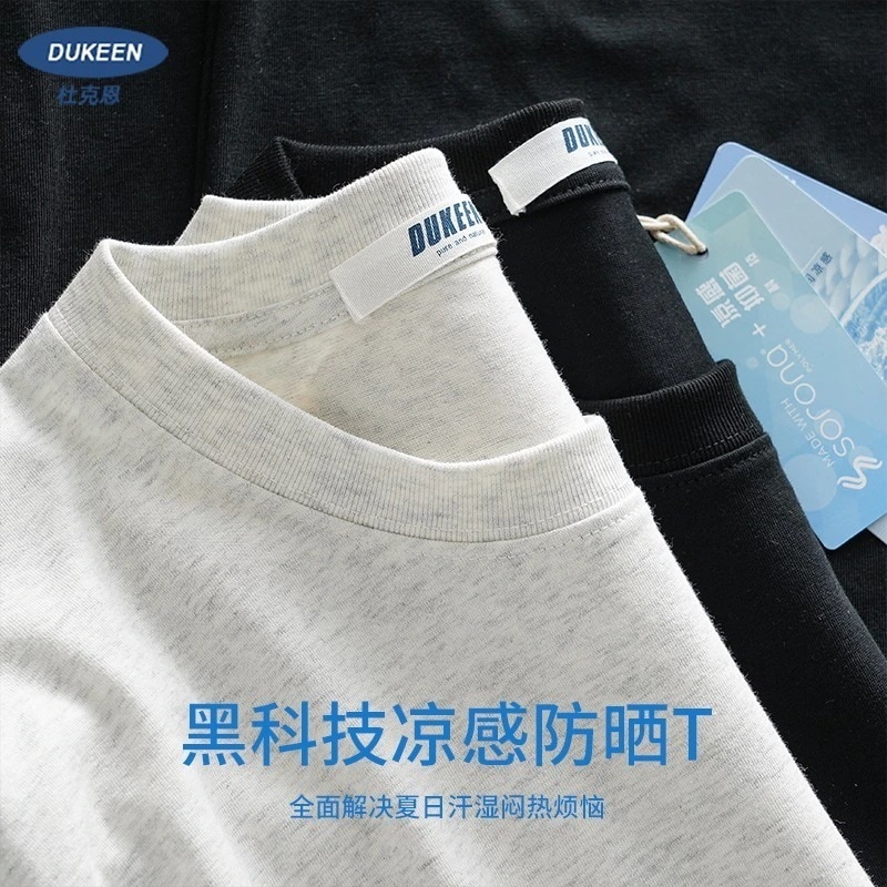 ソロナ クール Tシャツ メンズ 半袖 夏 Upf50+ 日焼け止め アイスシルク 無地 250g ヘビー抗菌 Tシャツ 男性用