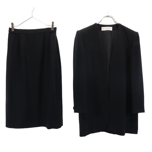 日本製 スカートスーツ 上下セットアップ 12AB 黒 レディース