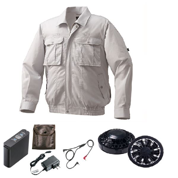 KU92100 空調服 綿/ポリ混紡 フルハーネス仕様 FAN2200B/LIPRO2 銀 4L