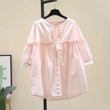 トップス シャツ ブラウス 長袖 フリル 前開き 透け感 大人可愛い きれいめ シンプル カジュアル お洒落 レトロ ラブリー キュート ガーリー 主役級 存在感 無地 春 夏 10代 20代 30代