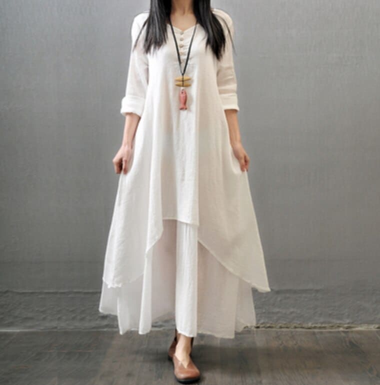 ワンピース ロング ロング丈 袖あり かわいい 大人可愛い きれいめ シンプル カジュアル 大人 ロング丈 長袖 薄手 Vネック 春夏 フレア ホワイト イエロー レッド ブラック 3XL 4XL