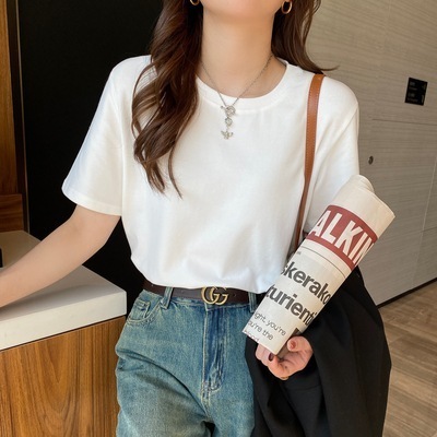 Tシャツ カットソー 半袖 クルーネック 細身 薄手 かわいい 大人可愛い きれいめ シンプル カジュアル ラフ ルーズ 春 夏 秋 学生 デート お出かけ 重ね着 L 2XL 3XL