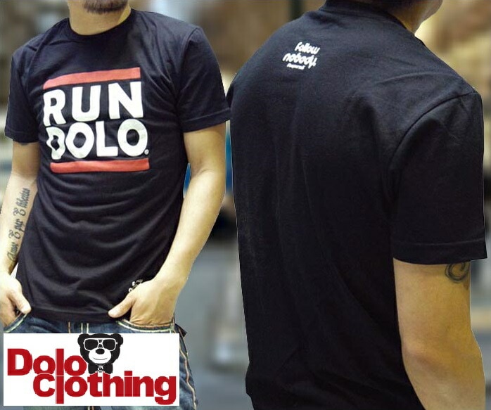 セール Dolo Clothing メンズ Tシャツ RUN DOLO ブラック ドロクロージング 半袖 シャツ インポート ストリート スタイル ニューヨーク ブルックリン ブランド HIPHO
