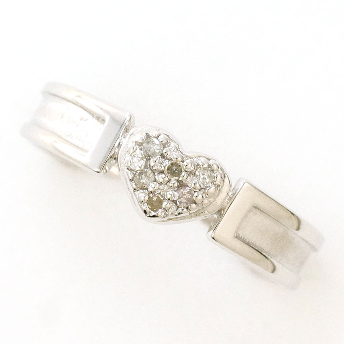 K10 10金 WG ホワイトゴールド リング・指輪 5号 ダイヤモンド（ct刻印なし） 総重量約1.5g 中古