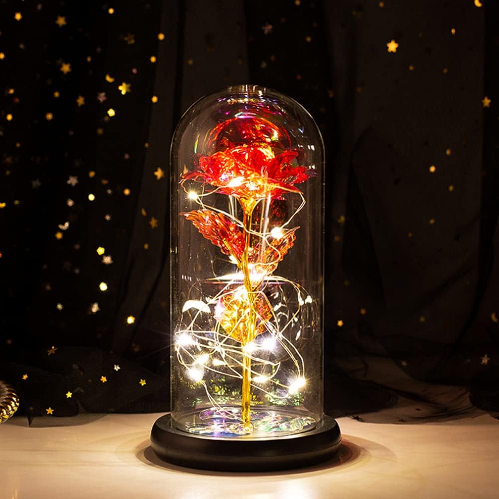24Kゴールドメッキの造花バラ LEDライト付き 電池式 花束 プレゼント用