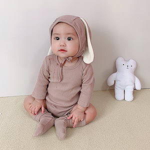 2023年春モデルウサギの耳長袖赤ちゃんのよじ登る服ハーイイン赤ちゃんの秋のワンピースセット