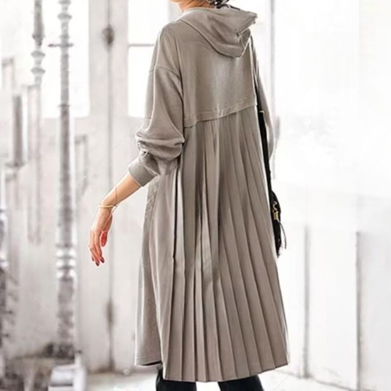 【売り上げ1位】 シンプル ギャザー フード付き 長袖 無地 カジュアルワンピース