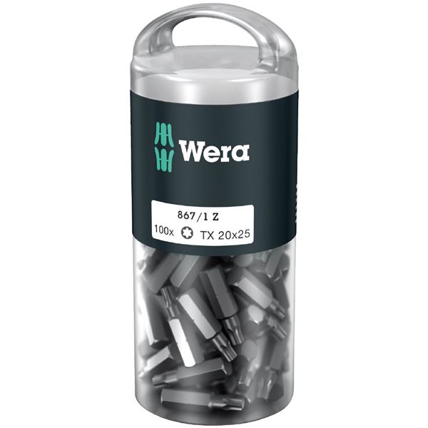 WERA ヴェラ 100本入 トルクスネジ用 ドライバービット 差込6.35mm 刃先サイズTX20 全長25mm 072448 工具 作業工具 ツール DIY