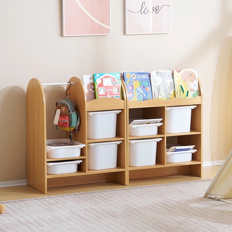 【人気モデルアップグレード】おもちゃ収納ラック ハンガーバー付き 子ども用家具 木製 収納ケース ワイドタイプ組立カンタン 絵本棚 絵本ラック こども コンパクトおしゃれ 入園出産祝い プレゼント 28,682円
