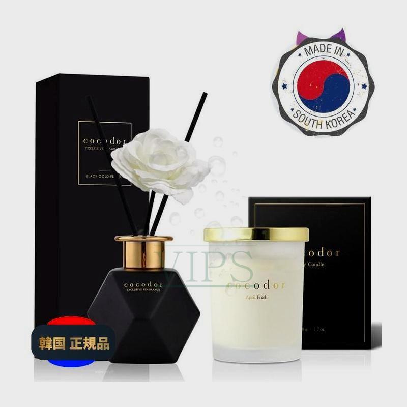 ココドルソイキャンドルミディオムザ220g+ブラックゴールドエディションディフューザー200mlセット/エイプリルフレッシュキャンドル/リトル㠼/td