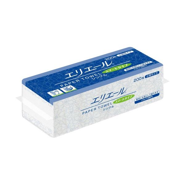 （まとめ）エリエール ペーパータオル スマートタイプ シングル 小判 200組/1パック[x50]